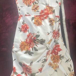 Floral Print Strapless Dress
